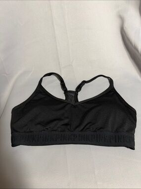 PINK Victoria's Secret Black Seamless Racerback Sports Bralette